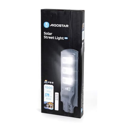 Aigostar - LED Solární pouliční lampa se senzorem pohybu a soumraku LED/150W/3,2V 15000mAh IP65 6500K + dálkové ovládání