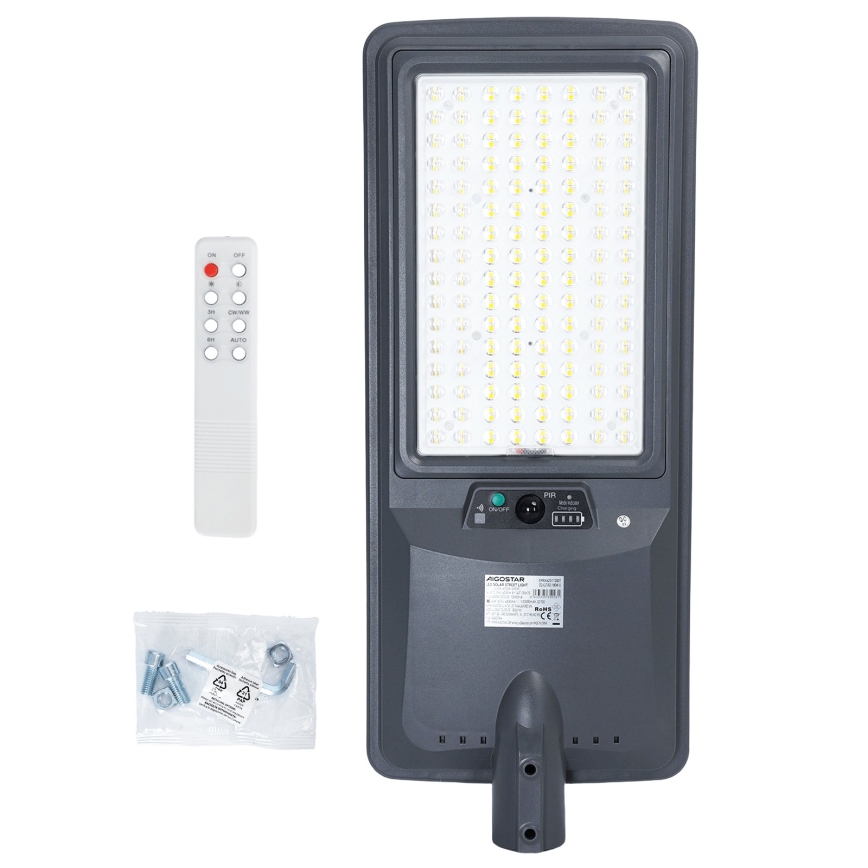 Aigostar - LED Solární pouliční lampa se senzorem LED/300W/3,2V 3000/4000/6500K 3600mAh + dálkové ovládání