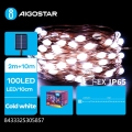 Aigostar - LED Solární  řetěz 100xLED/8 funkcí 12m IP65 800 mAh studená bílá