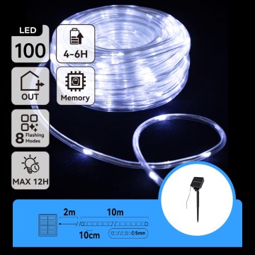 Aigostar - LED Solární  řetěz 100xLED/8 funkcí 12m IP65 studená bílá 800 mAh