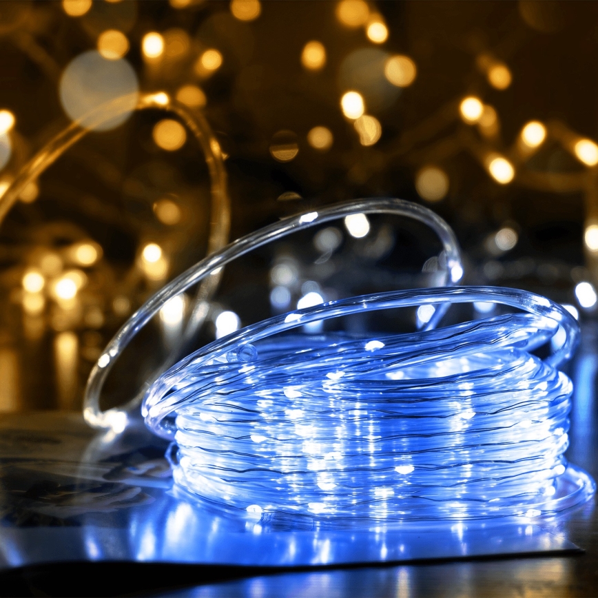 Aigostar - LED Solární  řetěz 100xLED/8 funkcí 12m IP65 studená bílá 800 mAh