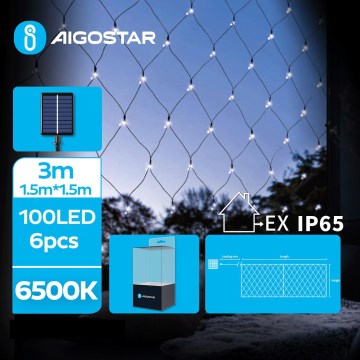 Aigostar - LED Solární  řetěz 100xLED/8 funkcí 4,5x1,5m IP65 studená bílá