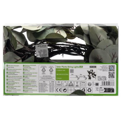 Aigostar - LED Solární řetěz 110xLED/4m IP65 300 mAh teplá bílá eukalyptus