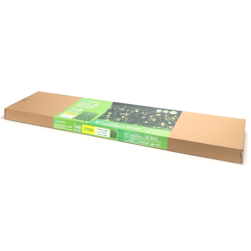 Aigostar - LED Solární řetěz 148xLED/2x1,2m IP65 300 mAh teplá bílá ivy