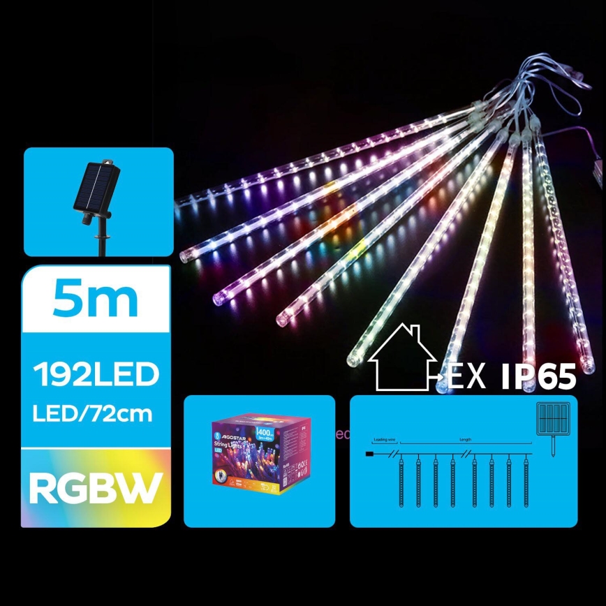 Aigostar - LED Solární řetěz 192xLED/8m IP65 1200 mAh multicolor