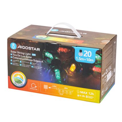 Aigostar - LED Solární  řetěz 20xLED/8 funkcí 11,5m IP65 multicolor