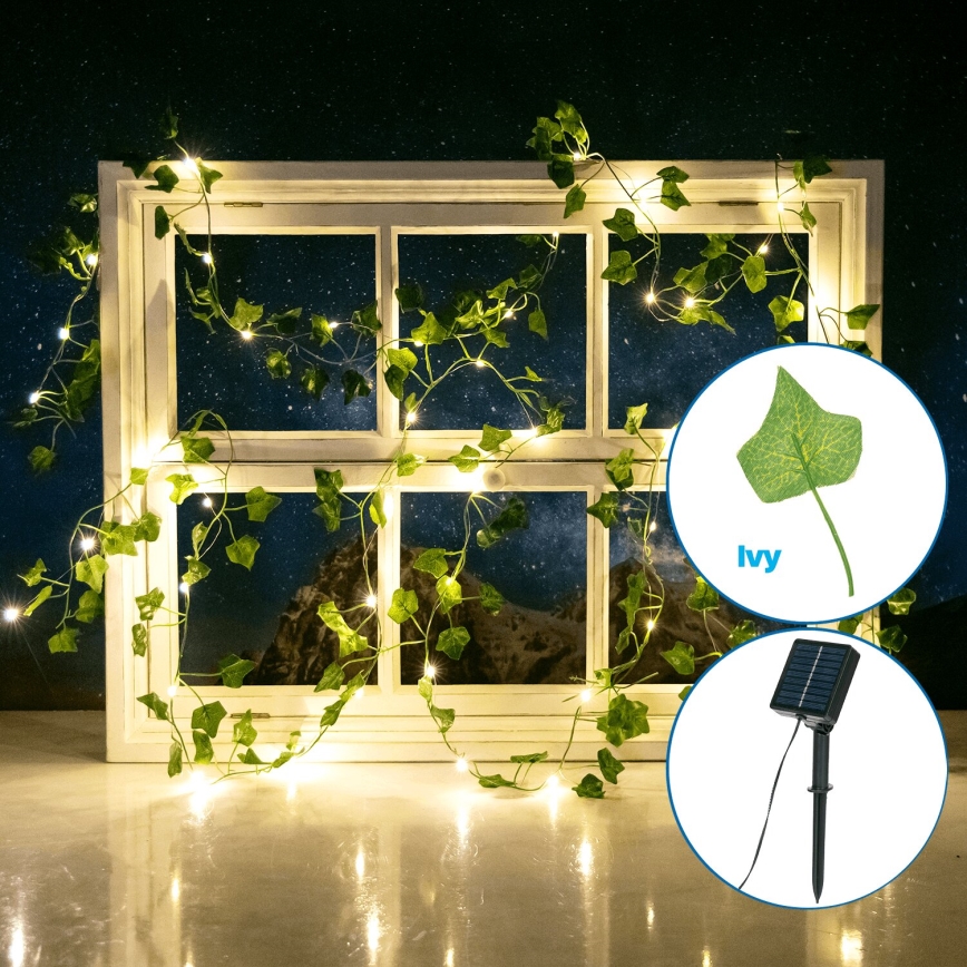 Aigostar - LED Solární řetěz 50xLED/7m IP65 300 mAh teplá bílá ivy