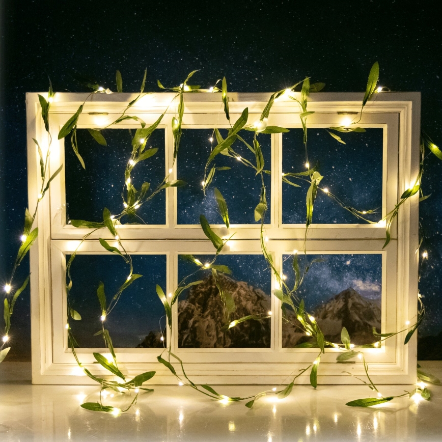 Aigostar - LED Solární řetěz 50xLED/7m IP65 300 mAh teplá bílá olive