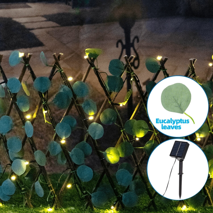 Aigostar - LED Solární řetěz 56xLED/2x0,4m IP65 300 mAh teplá bílá eukalyptus