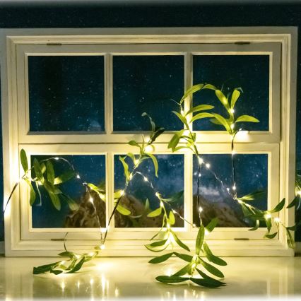 Aigostar - LED Solární řetěz 60xLED/4m IP65 300 mAh teplá bílá olive