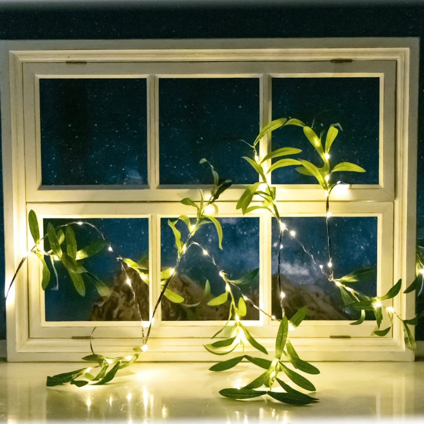 Aigostar - LED Solární řetěz 60xLED/4m IP65 300 mAh teplá bílá olive