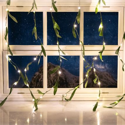 Aigostar - LED Solární řetěz 70xLED/4x1m IP65 300 mAh teplá bílá olive