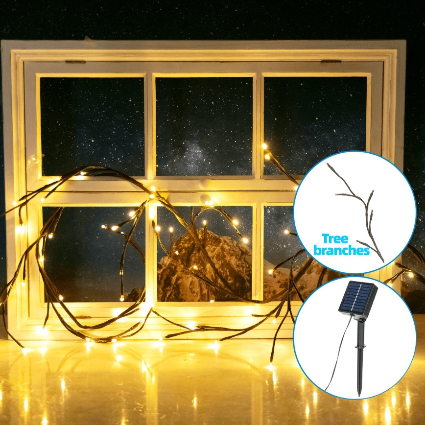 Aigostar - LED Solární řetěz 72xLED/4m IP65 300 mAh teplá bílá větve stromů