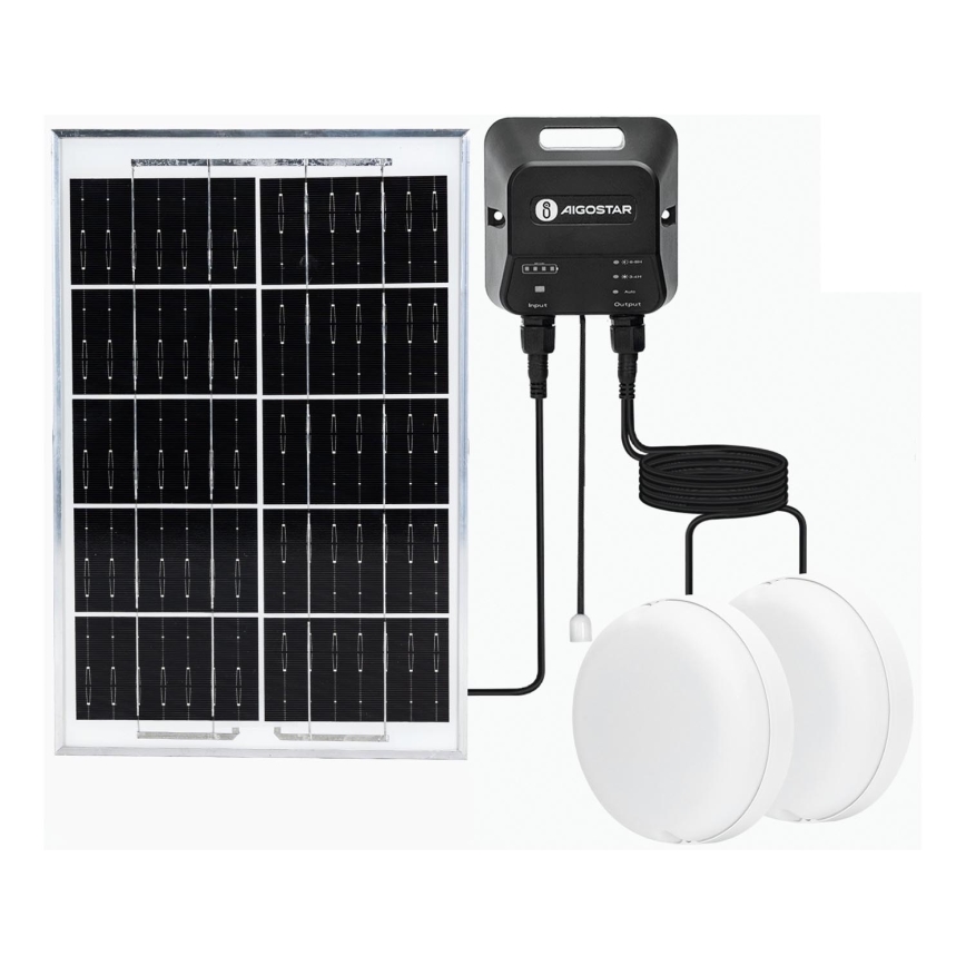 Aigostar - LED Solární svítidlo 2xLED/35W/12V 6000 mAh 6500K pr. 16,8 cm + dálkové ovládání