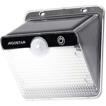 Aigostar - LED Solární svítidlo se senzorem LED/3,7V 6500K 1200 mAh IP65 černá
