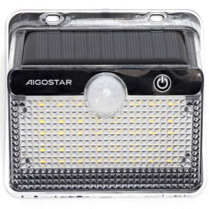 Aigostar - LED Solární svítidlo se senzorem LED/3,7V 6500K 1200 mAh IP65 černá