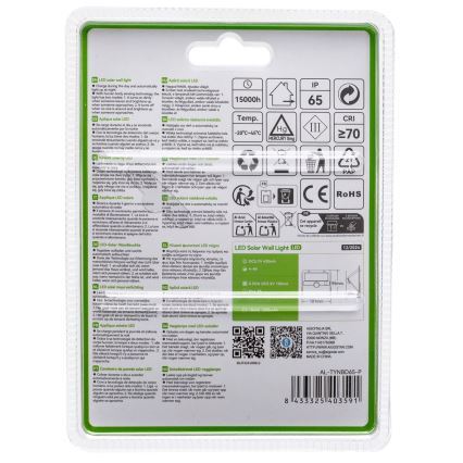 Aigostar - LED Solární svítidlo se senzorem LED/3,7V 6500K 1200 mAh IP65 černá