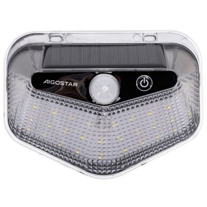 Aigostar - LED Solární svítidlo se senzorem LED/3,7V 6500K 500 mAh IP65 černá