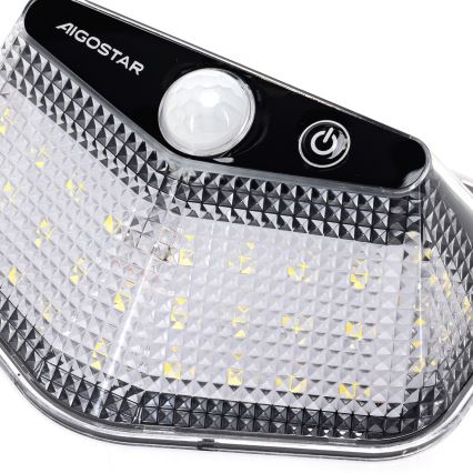 Aigostar - LED Solární svítidlo se senzorem LED/3,7V 6500K 500 mAh IP65 černá