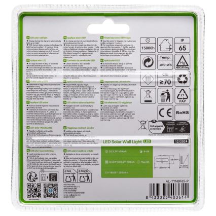Aigostar - LED Solární svítidlo se senzorem LED/3,7V 6500K 500 mAh IP65 černá