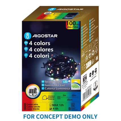 Aigostar - LED Solární vánoční řetěz 200xLED/8 funkcí 22m IP65 multicolor 800 mAh
