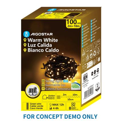 Aigostar - LED Solární vánoční řetěz 300xLED/8 funkcí 32m IP65 teplá bílá 1200 mAh