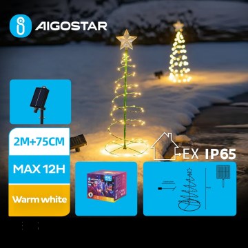 Aigostar - LED Solární vánoční dekorace LED/0,26W/3,7V 75cm IP65 teplá bílá