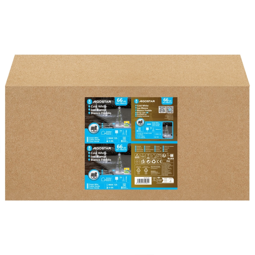 Aigostar - LED Solární vánoční dekorace LED/0,59W/3,7V 100 cm IP65 130 mAh studená bílá