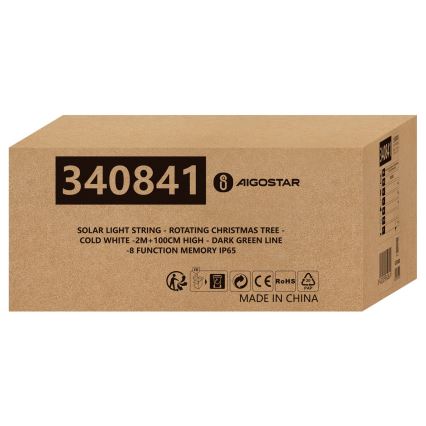 Aigostar - LED Solární vánoční dekorace LED/0,59W/3,7V 100 cm IP65 130 mAh studená bílá