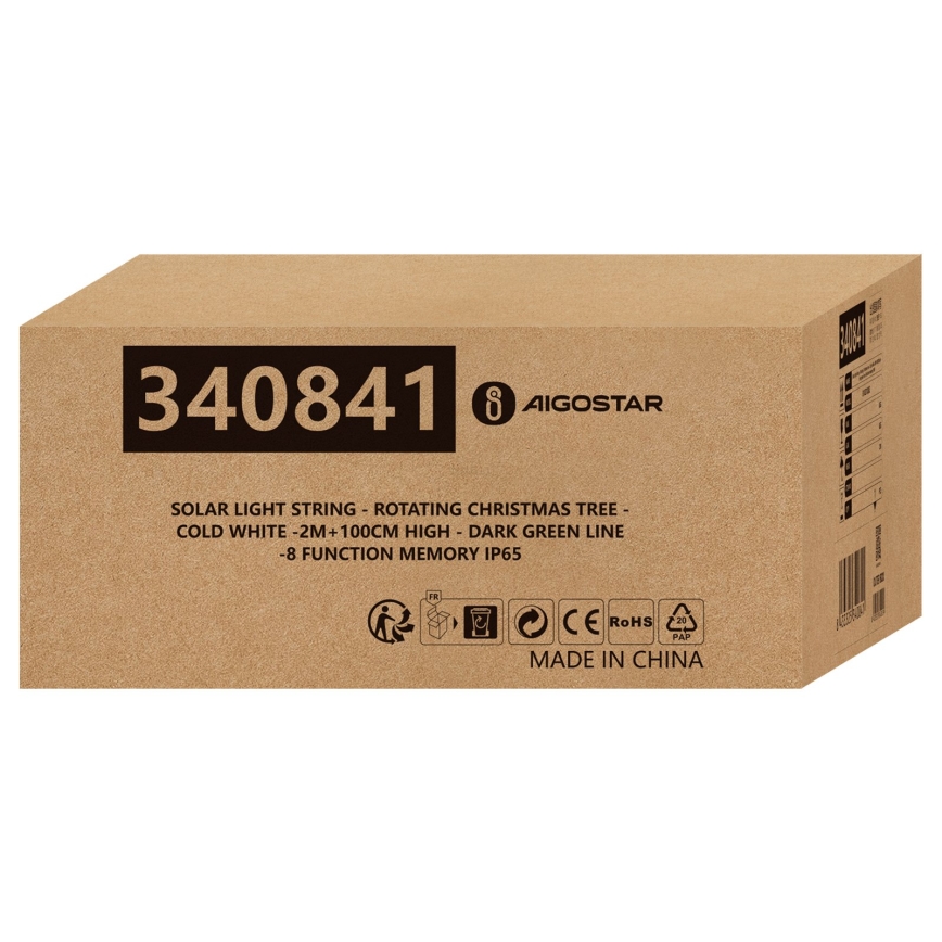 Aigostar - LED Solární vánoční dekorace LED/0,59W/3,7V 100 cm IP65 130 mAh studená bílá