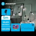 Aigostar - LED Solární vánoční řetěz 10xLED/8 funkcí 6,5m 500 mAh IP65 studená bílá