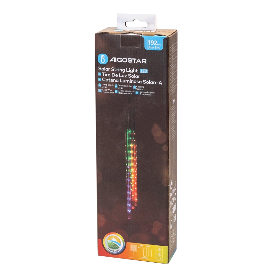 Aigostar - LED Solární vánoční řetěz 192xLED/8m IP65 multicolor