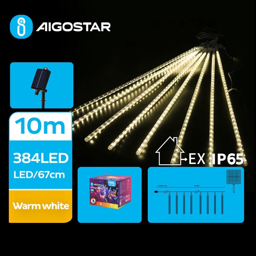 Aigostar - LED Solární vánoční řetěz 384xLED/13m 1200 mAh IP65 teplá bílá
