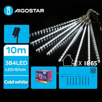 Aigostar - LED Solární vánoční řetěz 384xLED/13m IP65 studená bílá