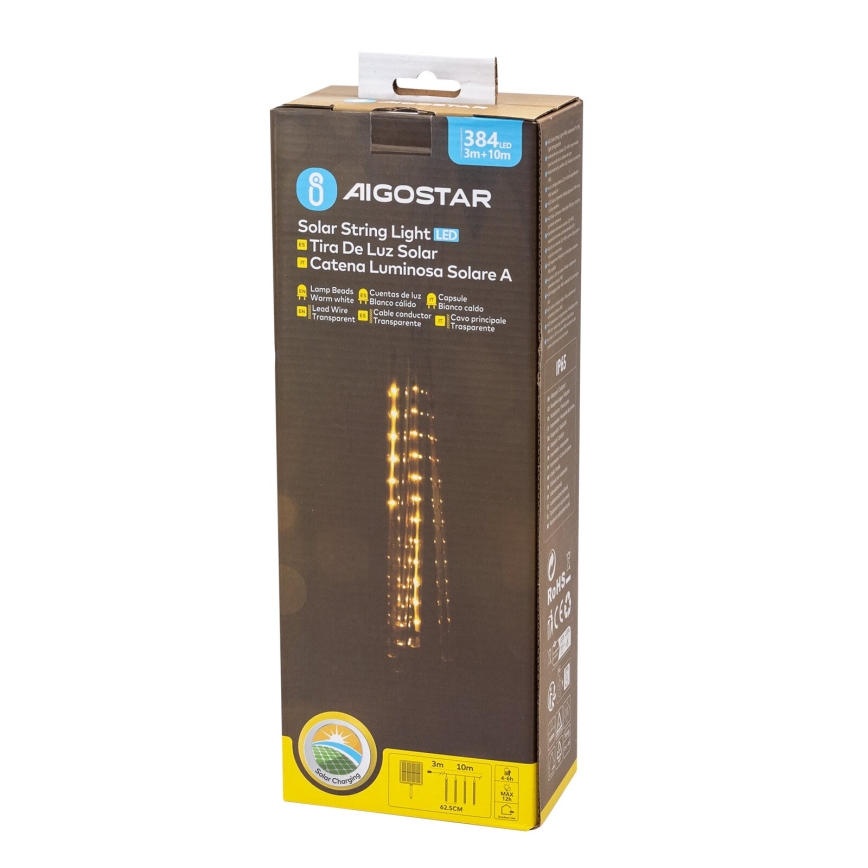 Aigostar - LED Solární vánoční řetěz 384xLED/13m 1200 mAh IP65 teplá bílá