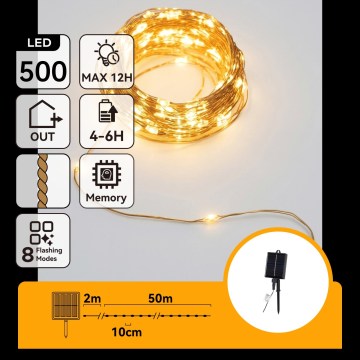 Aigostar - LED Solární vánoční řetěz 500xLED/8 funkcí 52m IP65 teplá bílá 1200 mAh