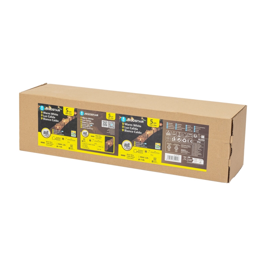 Aigostar - LED Solární vánoční svítidlo LED/0,054W/1,2V 1m IP65 teplá bílá