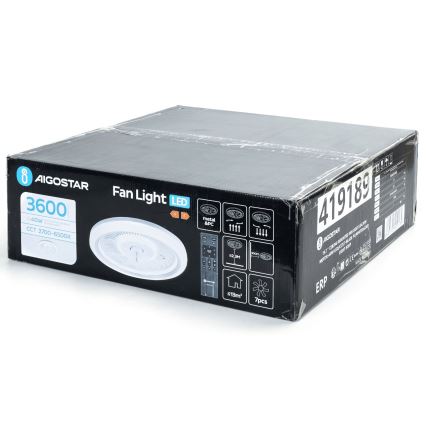 Aigostar - LED Stmívatelné stropní ventilátor LED/40W/230V 2700/4000/6500K pr. 50 cm + dálkové ovládání bílá