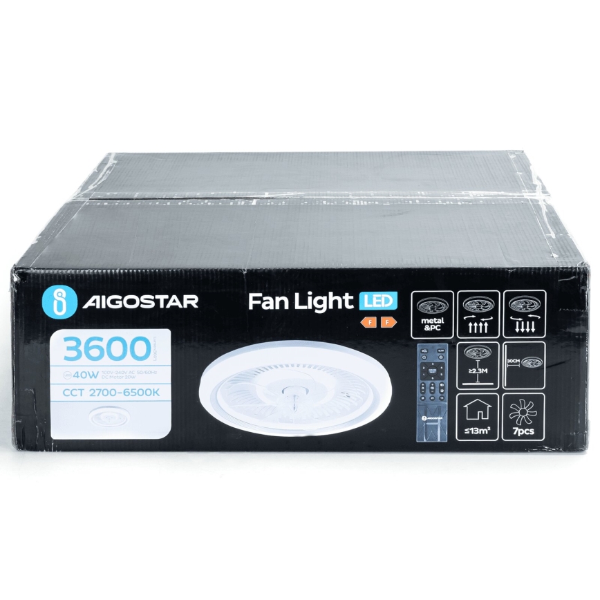 Aigostar - LED Stmívatelné stropní ventilátor LED/40W/230V 2700/4000/6500K pr. 50 cm + dálkové ovládání bílá