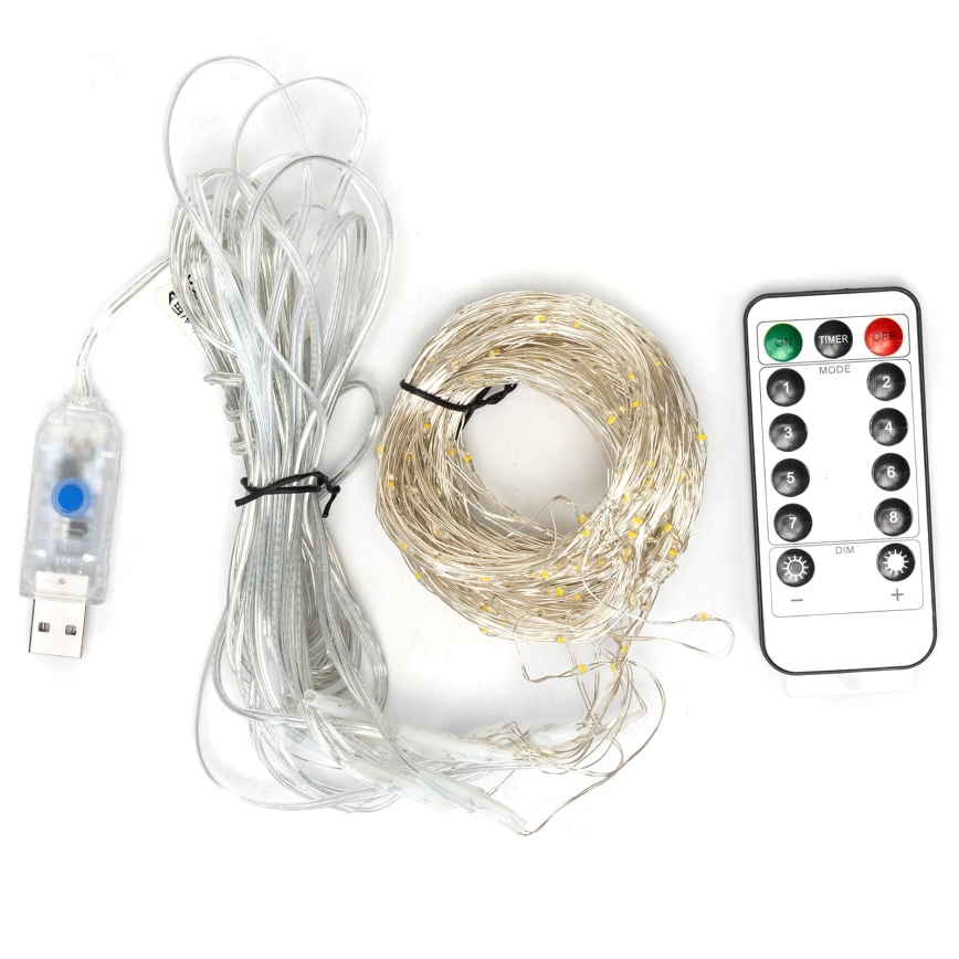 Aigostar - LED Stmívatelný vánoční řetěz 300xLED/8 funkcí USB 6x3m multicolor + dálkové ovládání