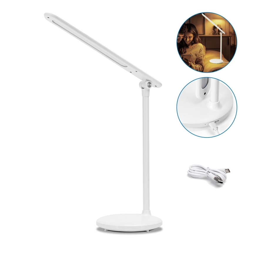 Aigostar - LED Stmívatelná nabíjecí dotyková stolní lampa LED/3W/5V 1200mAh 3000/4000/6500K