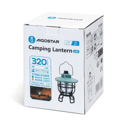 Aigostar - LED Stmívatelná přenosná nabíjecí kempingová lampa LED/3W/3,7V 1200mAh