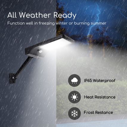 Aigostar - LED Stmívatelná solární lampa se senzorem LED/2,3W/5,5V IP65 1800 mAh + dálkové ovládání