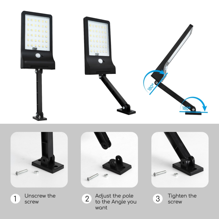 Aigostar - LED Stmívatelná solární lampa se senzorem LED/2,3W/5,5V IP65 1800 mAh + dálkové ovládání