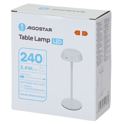 Aigostar - LED Stmívatelná stolní lampa AMBIENT LED/2,4W/5V 3000-6500K bílá
