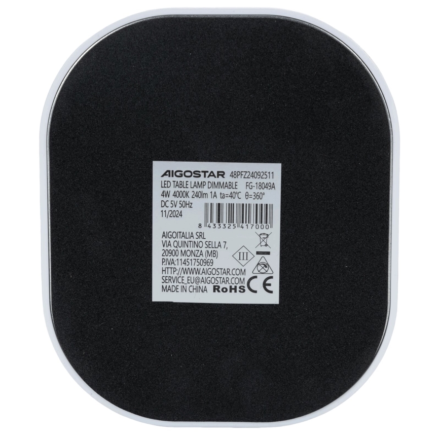 Aigostar - LED Stmívatelná stolní lampa LED/4W/5V 4000K