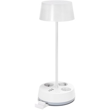 Aigostar - LED Stmívatelná stolní lampa se zásuvkami a USB LED/4,6W/230V 3000/4000/6500K bílá