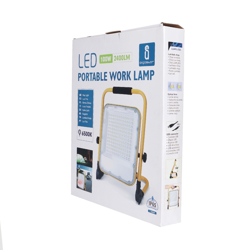 Aigostar - LED Stmívatelný nabíjecí reflektor LED/100W/5V 6500K IP65 1500mAh