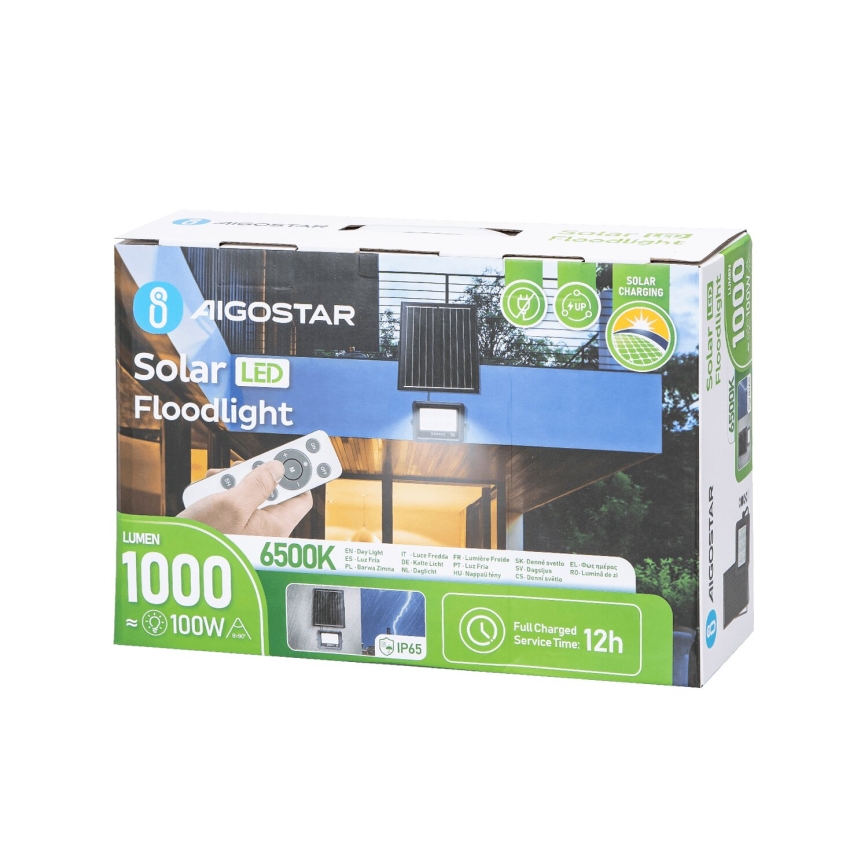 Aigostar - LED Stmívatelný solární reflektor LED/100W/3,4V IP65 10000 mAh + dálkové ovládání