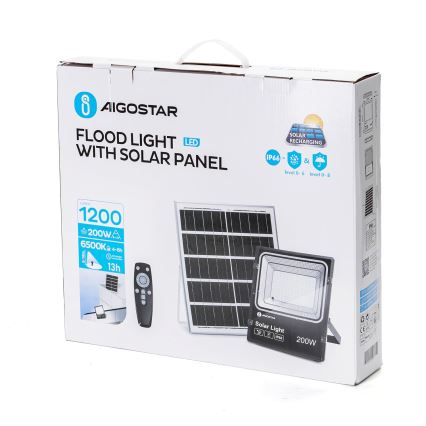 Aigostar - LED Stmívatelný solární reflektor LED/200W/3,2V IP66 15000 mAh + dálkové ovládání